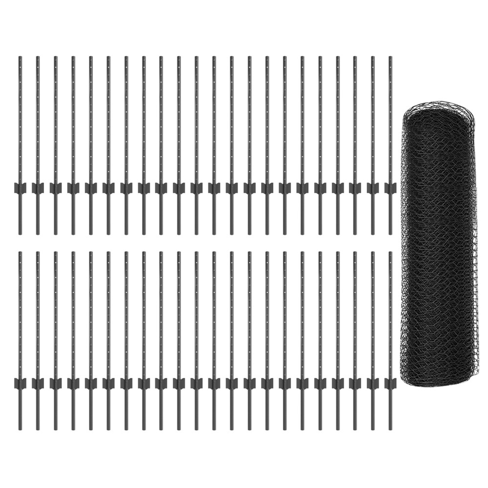 Produktbild för Utomhus hexagonal stängsel med stolpe 100 x 0,8 m Grå Mesh