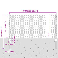 Produktbild för Utomhus hexagonal stängsel med stolpe 100 x 0,8 m Grå Mesh