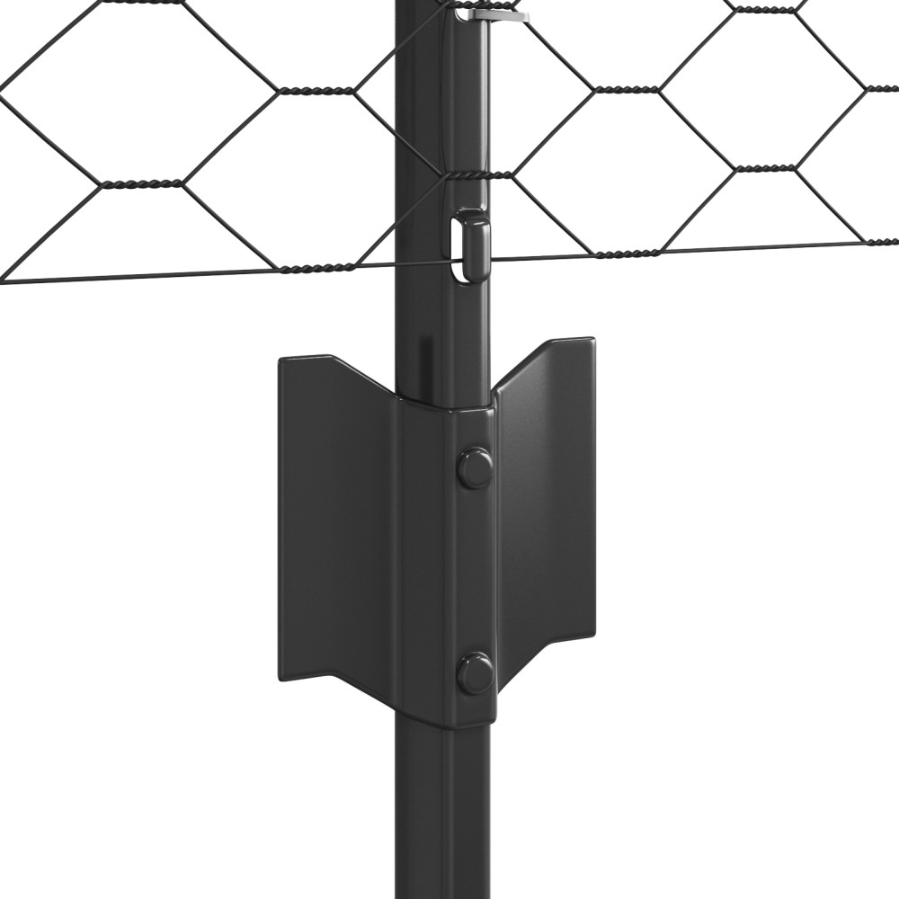 Produktbild för Utomhus hexagonal stängsel med stolpe 100 x 0,8 m Grå Mesh