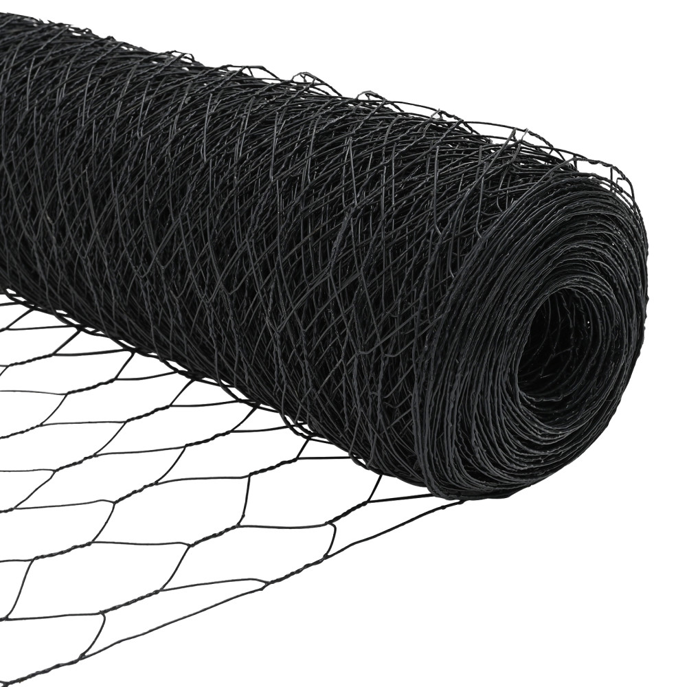 Produktbild för Utomhus hexagonal stängsel med stolpe 100 x 0,8 m Grå Mesh