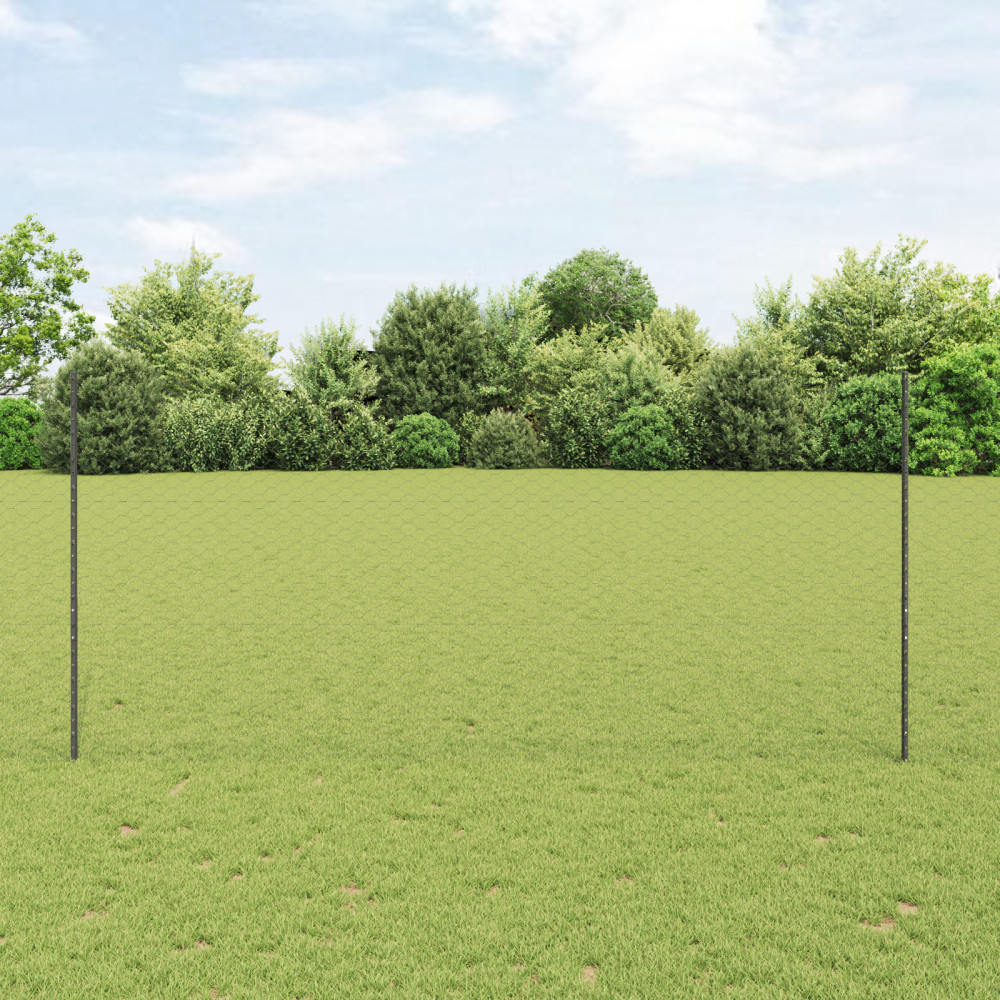 Produktbild för Utomhus hexagonal stängsel med stolpe 100 x 1,4 m Grå Mesh