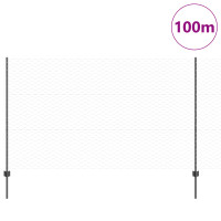 Produktbild för Utomhus hexagonal stängsel med stolpe 100 x 1,4 m Grå Mesh