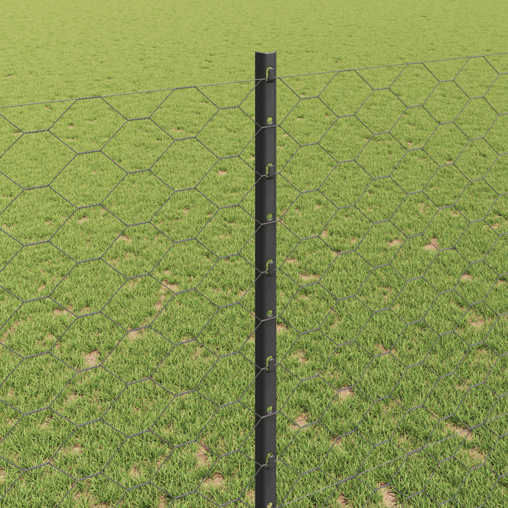 Produktbild för Utomhus hexagonal stängsel med stolpe 100 x 1,4 m Grå Mesh