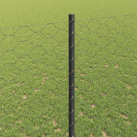 Produktbild för Utomhus hexagonal stängsel med stolpe 100 x 1,4 m Grå Mesh