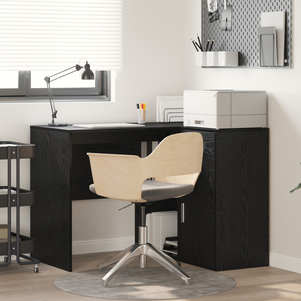 Produktbild för Hörnskrivbord med låda Svart Ek 102 x 88 x 75 cm