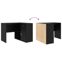 Produktbild för Hörnskrivbord med låda Svart Ek 102 x 88 x 75 cm