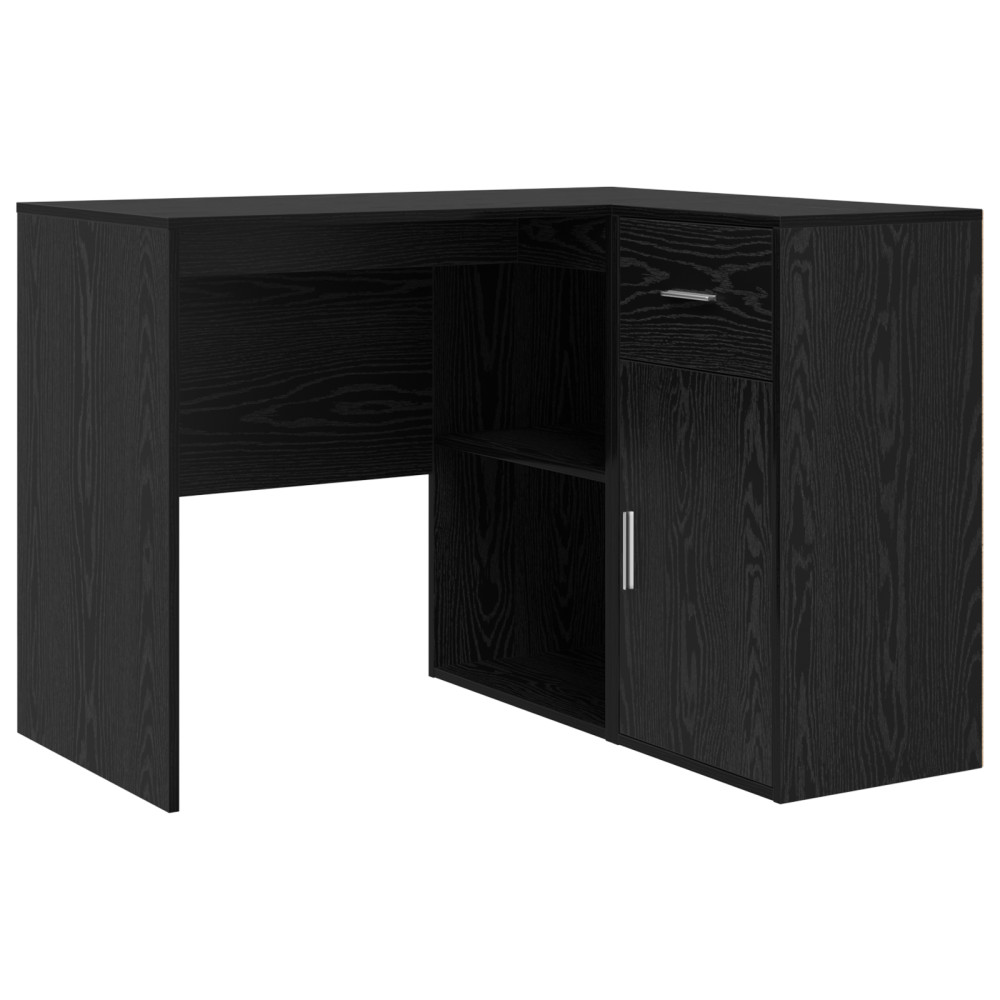 Produktbild för Hörnskrivbord med låda Svart Ek 102 x 88 x 75 cm