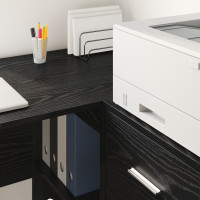 Produktbild för Hörnskrivbord med låda Svart Ek 102 x 88 x 75 cm