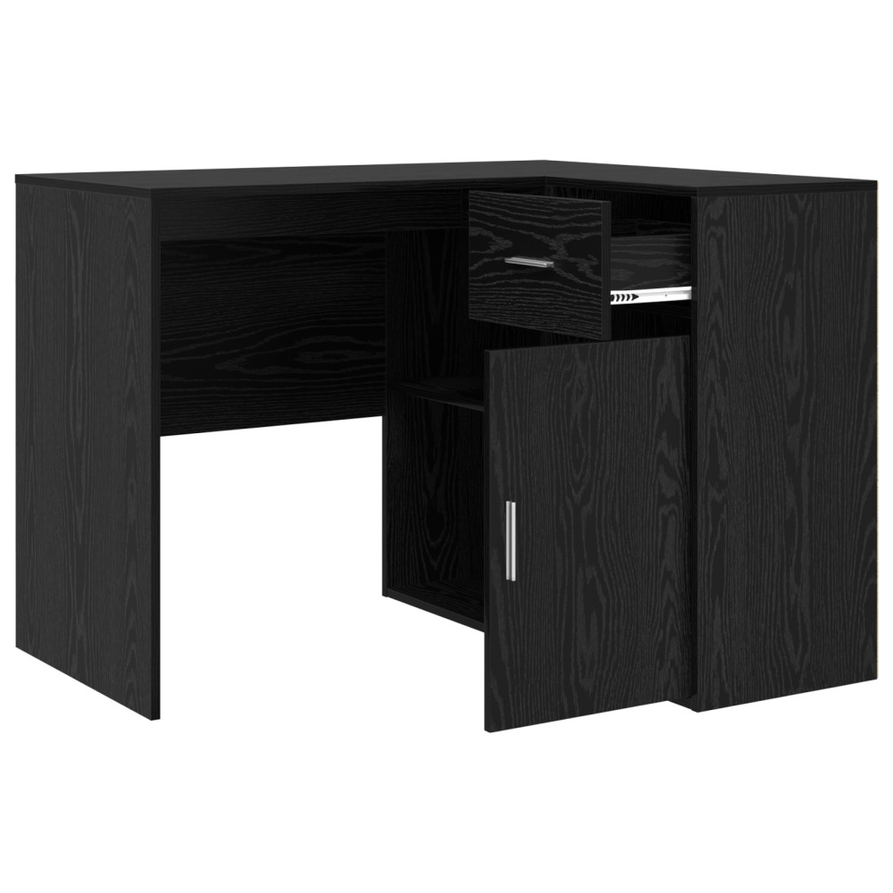 Produktbild för Hörnskrivbord med låda Svart Ek 102 x 88 x 75 cm