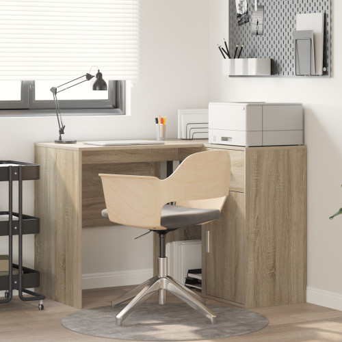 vidaXL Hörnskrivbord med låda Sonoma-ek 102 x 88 x 75 cm
