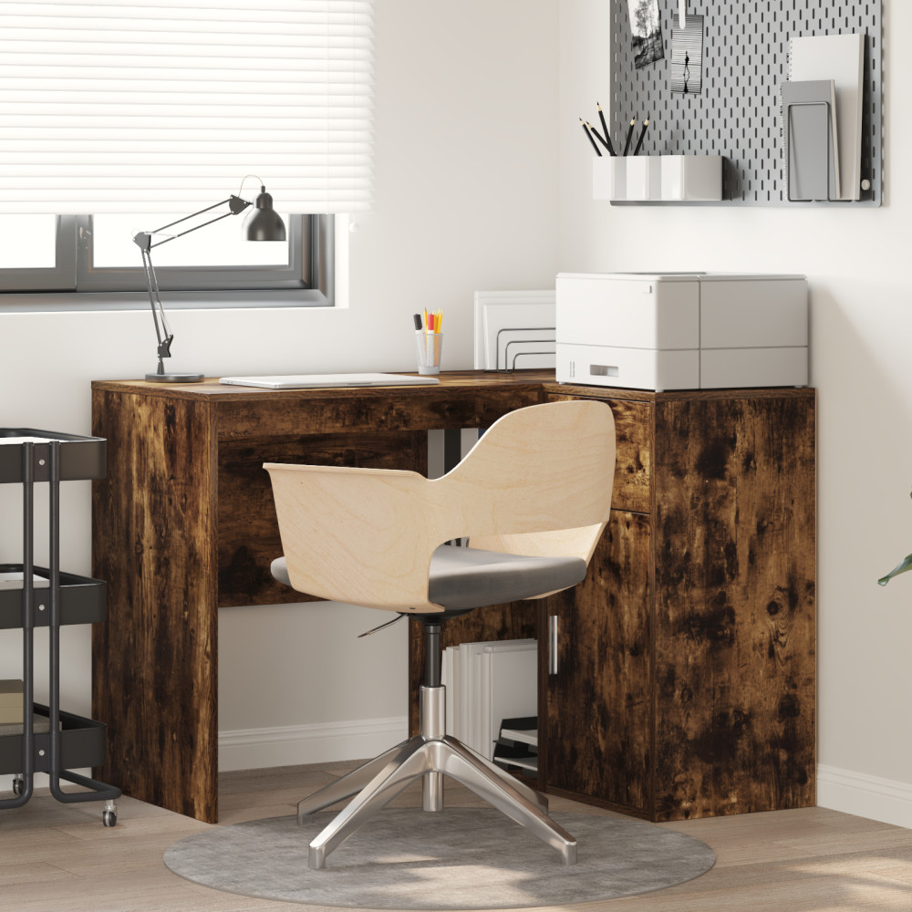 Produktbild för Hörnskrivbord med låda Rökt ek 102 x 88 x 75 cm