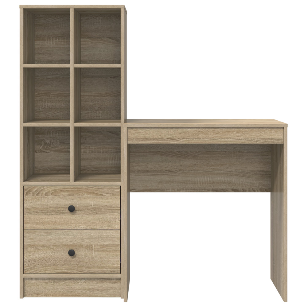 Produktbild för Skrivbord med låda med hylla med lagring 2 pcs Sonoma-ek