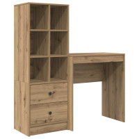 Produktbild för Skrivbord med låda med hylla med lagring 2 pcs Artisan Ek