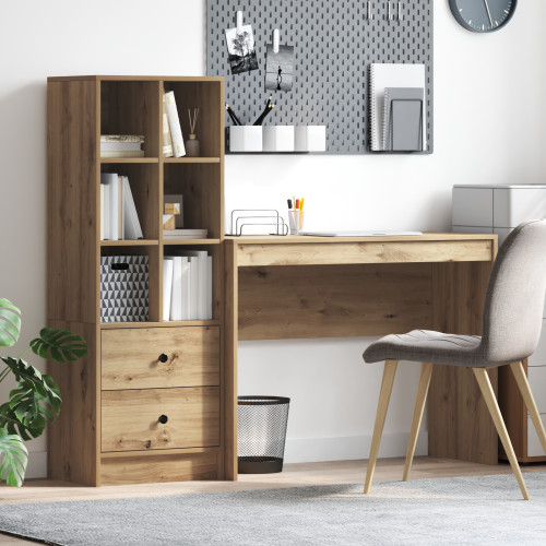 vidaXL Skrivbord med låda med hylla med lagring 2 pcs Artisan Ek