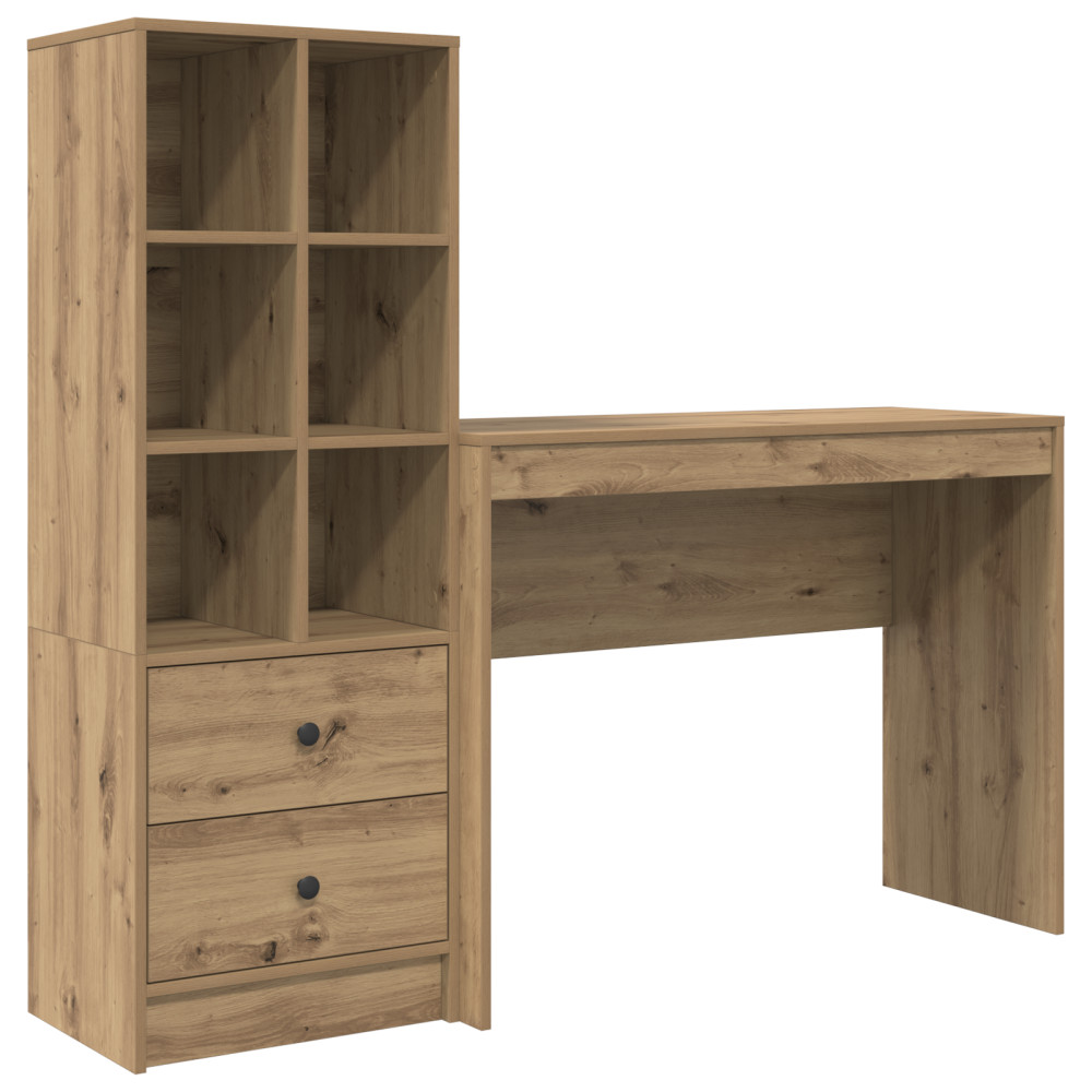 Produktbild för Skrivbord med låda med hylla med lagring 2 pcs Artisan Ek
