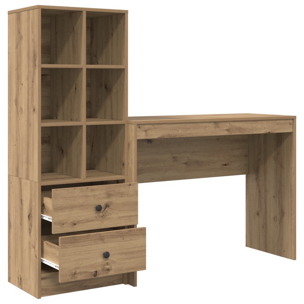 Produktbild för Skrivbord med låda med hylla med lagring 2 pcs Artisan Ek