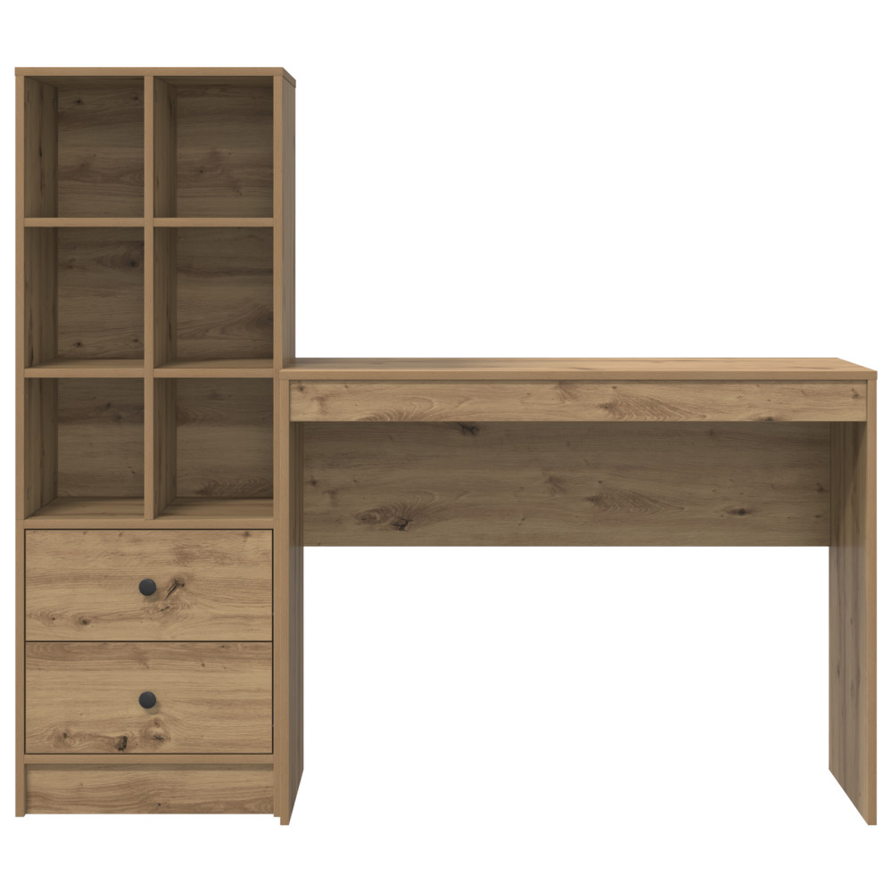 Produktbild för Skrivbord med låda med hylla med lagring 2 pcs Artisan Ek