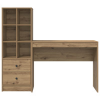 Produktbild för Skrivbord med låda med hylla med lagring 2 pcs Artisan Ek