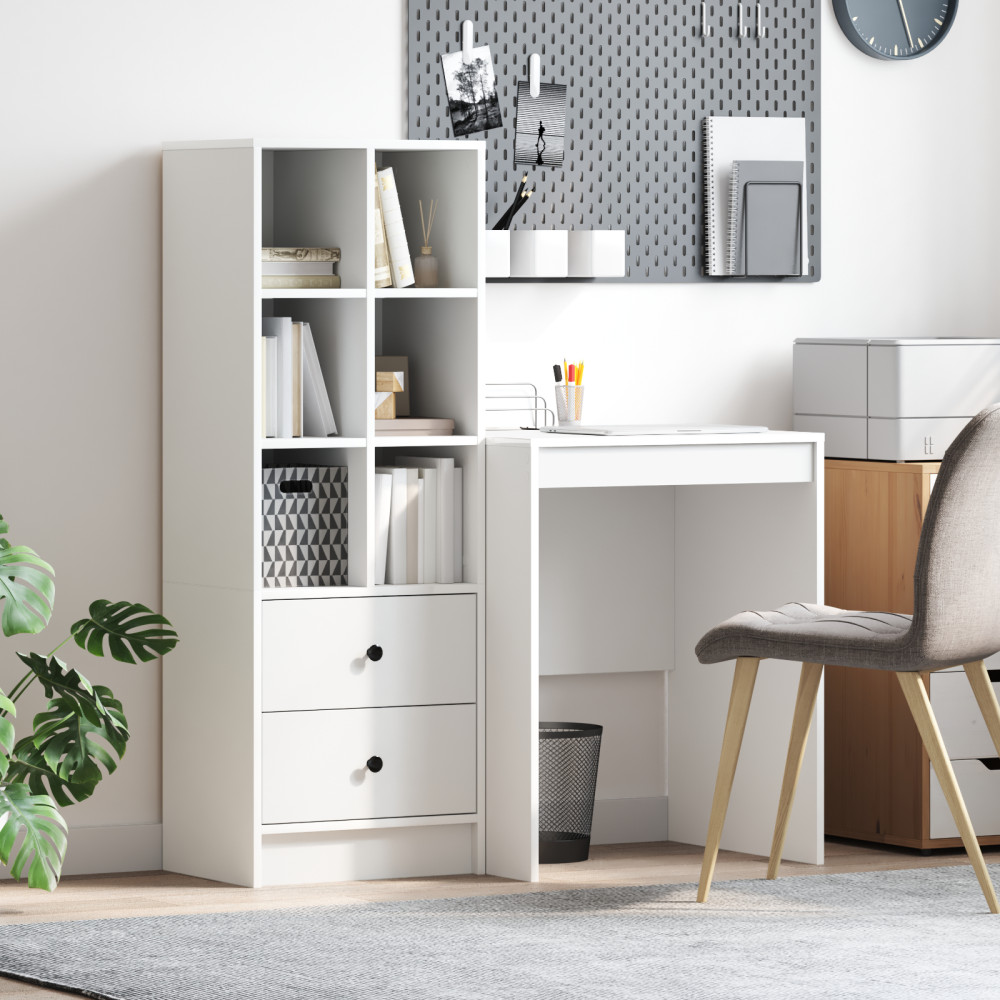 Produktbild för Skrivbord med låda med hylla med lagring 2 pcs Vit
