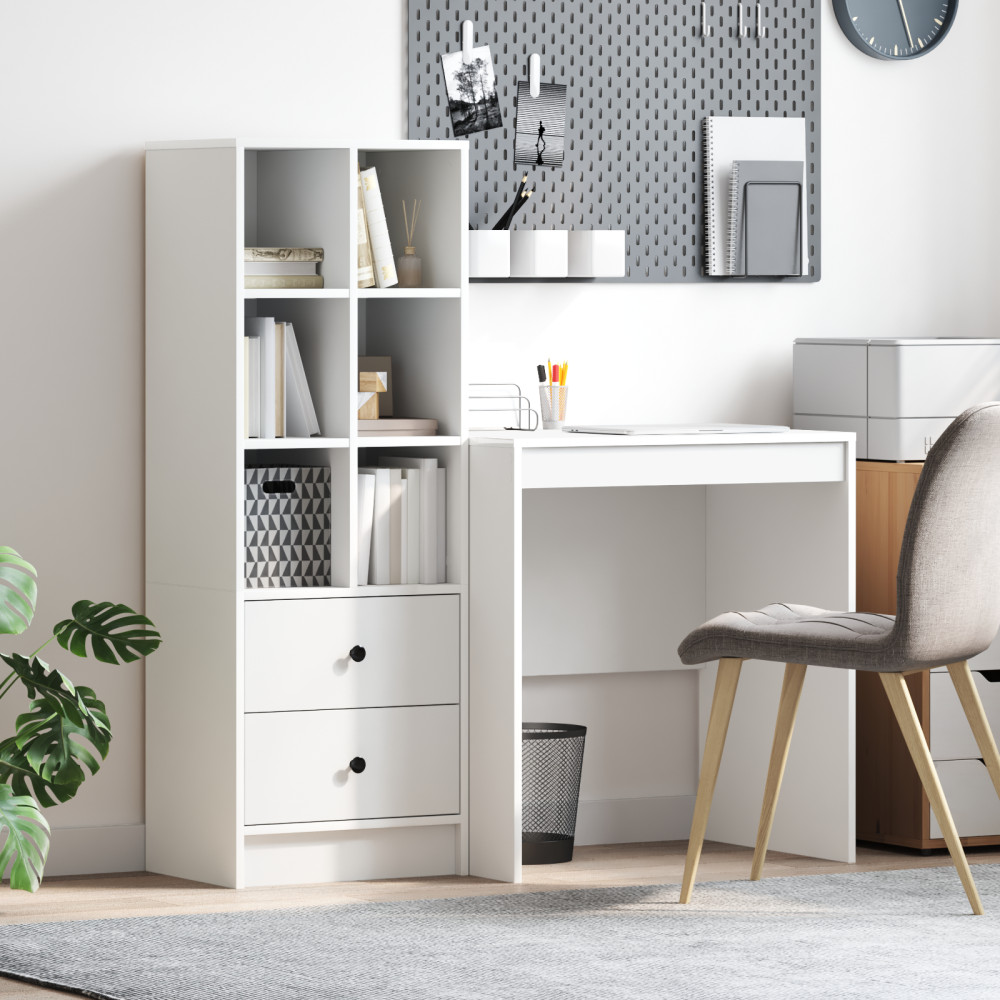 Produktbild för Skrivbord med låda med hylla med lagring 2 pcs Vit