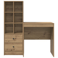 Produktbild för Skrivbord med låda med hylla med lagring 2 pcs Artisan Ek