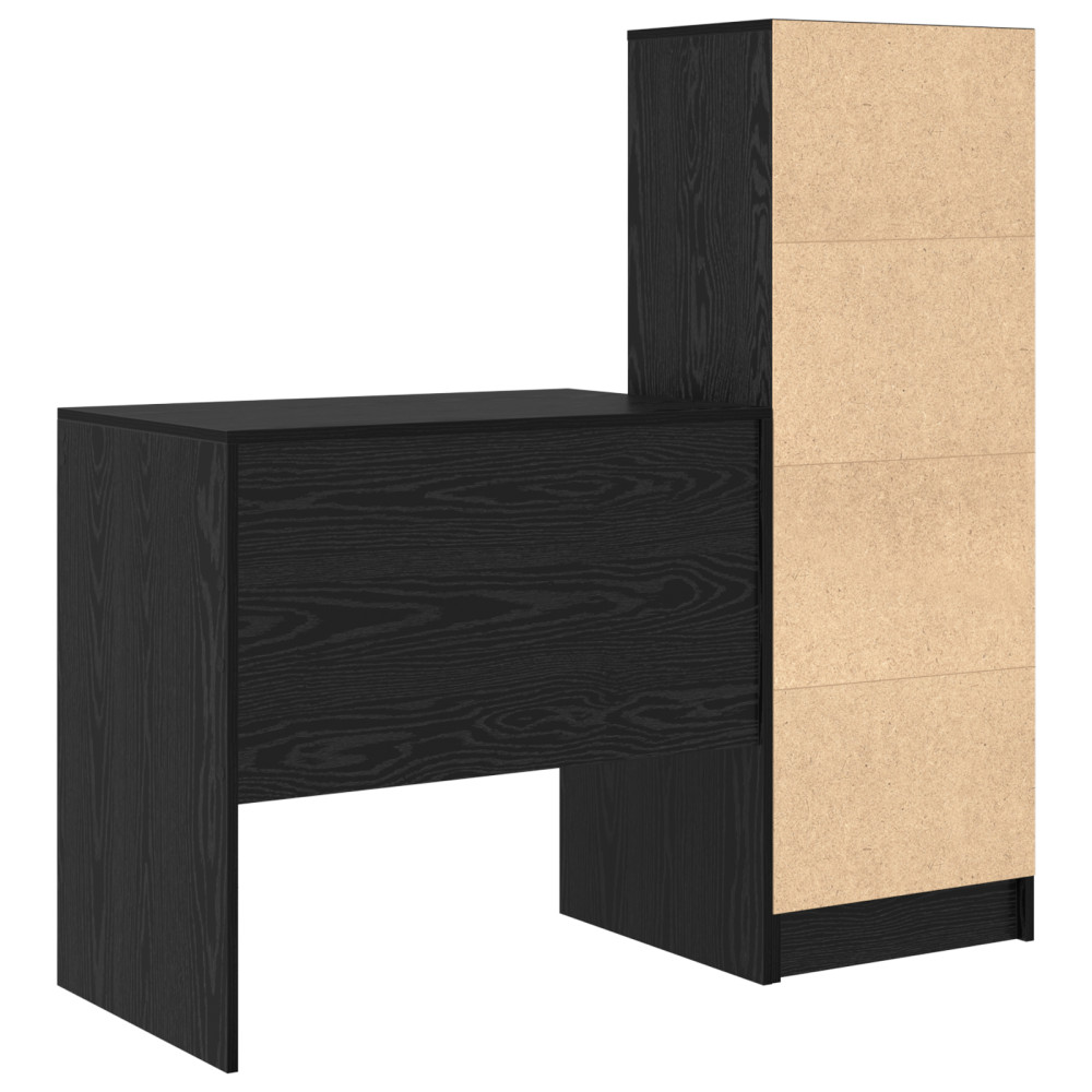 Produktbild för Skrivbord med låda med hylla med lagring 2 pcs Svart Ek