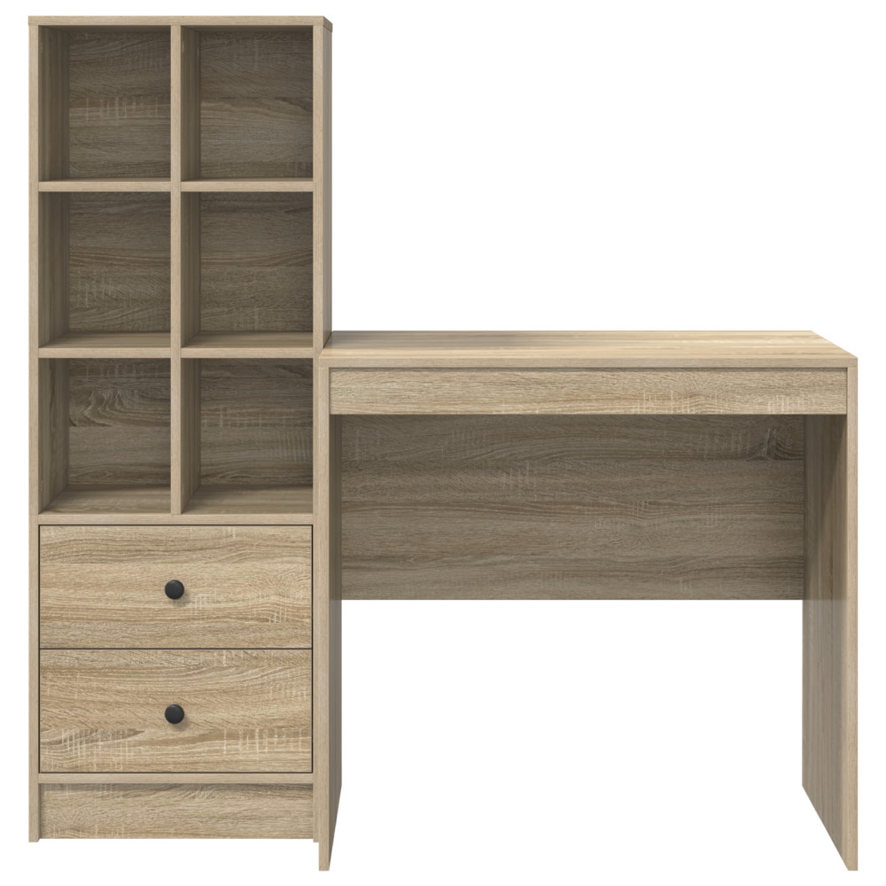 Produktbild för Skrivbord med låda med hylla med lagring 2 pcs Sonoma-ek