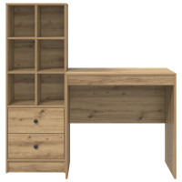 Produktbild för Skrivbord med låda med hylla med lagring 2 pcs Artisan Ek
