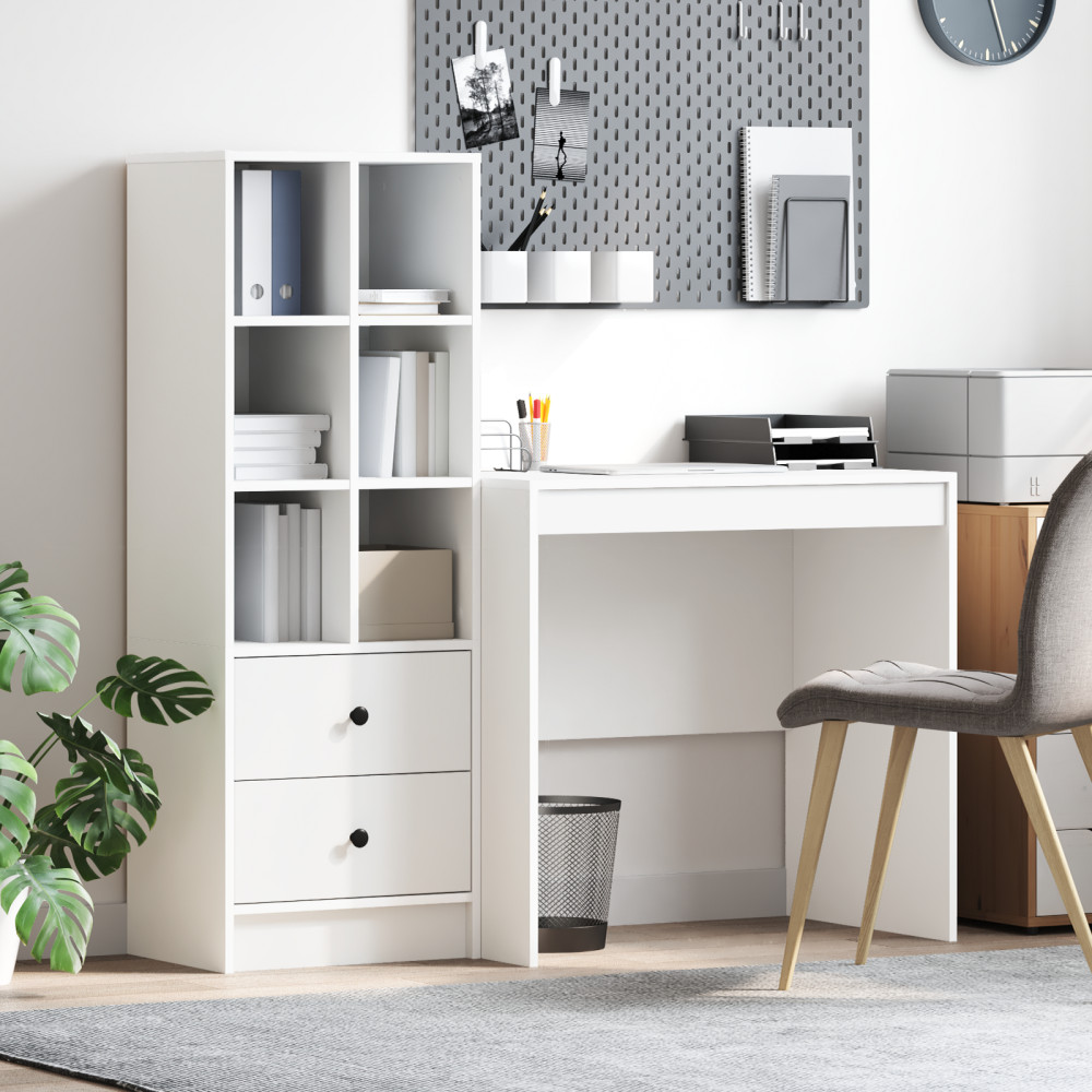 Produktbild för Skrivbord med låda med hylla med lagring 2 pcs Vit