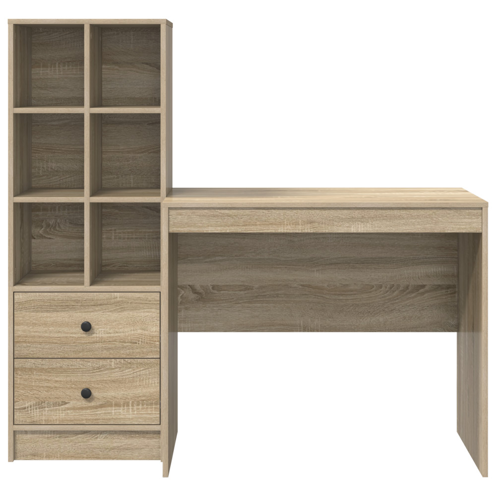 Produktbild för Skrivbord med låda med hylla med lagring 2 pcs Sonoma-ek