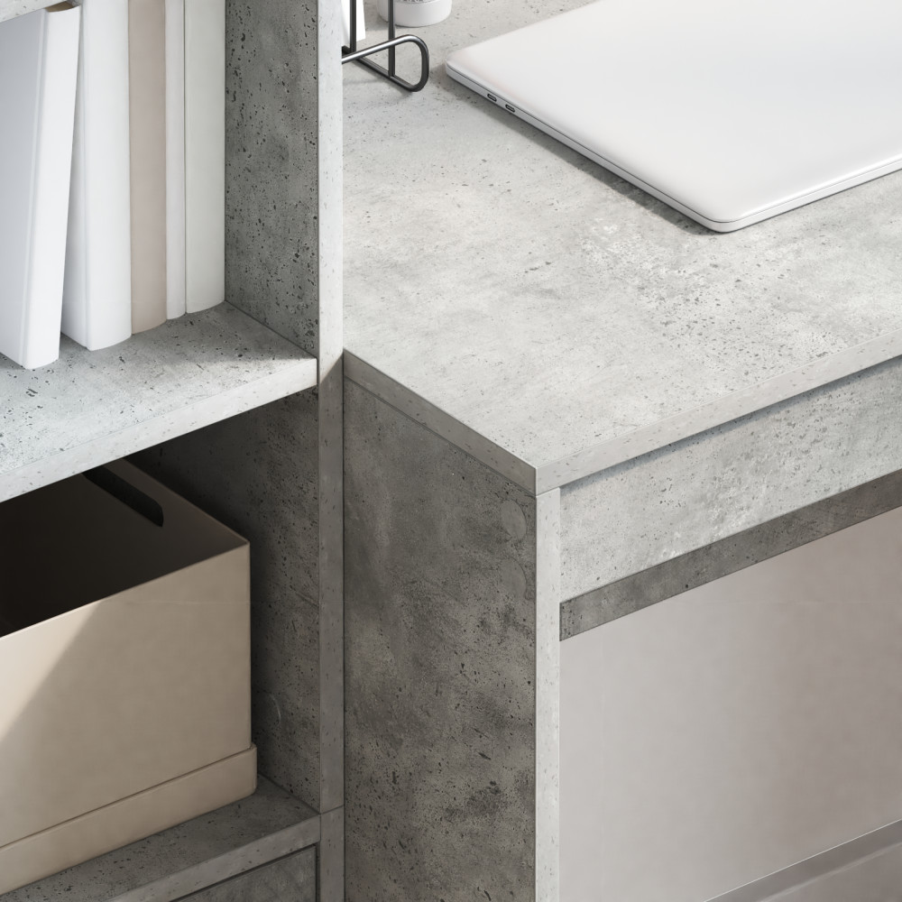 Produktbild för Skrivbord med låda med hylla med lagring 2 pcs Betonggrå