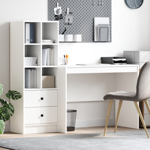 vidaXL Skrivbord med låda 2 pcs Vit