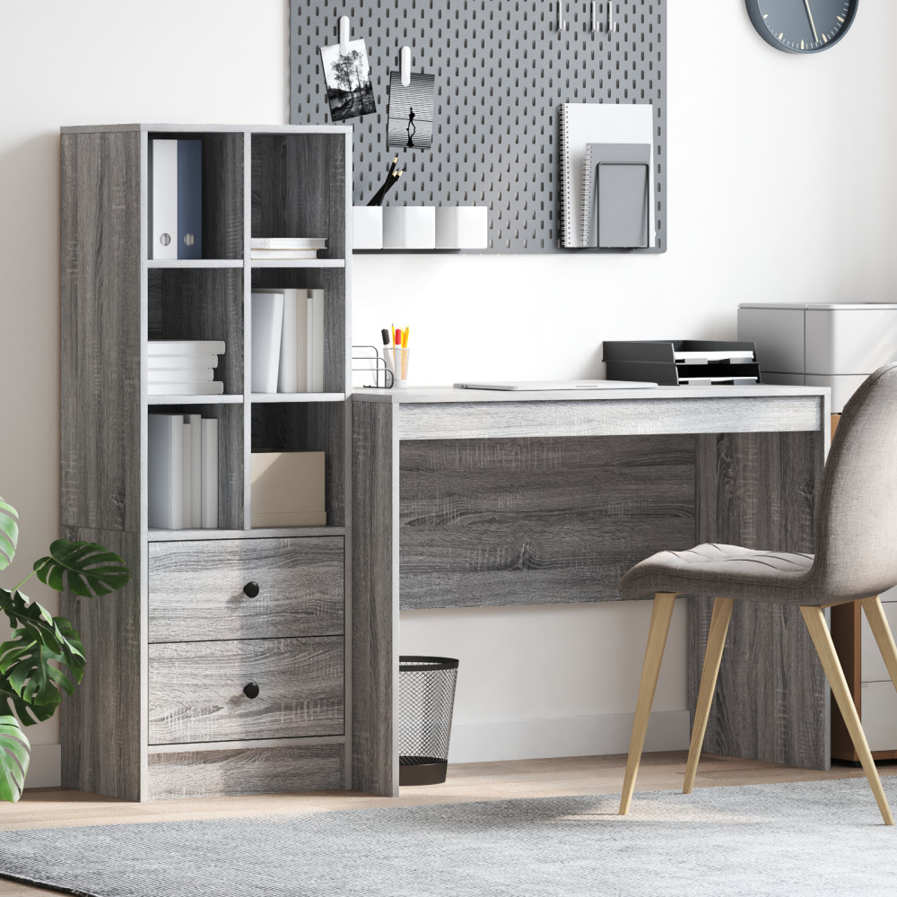 Produktbild för Skrivbord med låda 2 pcs Grå Sonoma