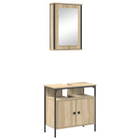 Produktbild för Badrumsmöbelset med hylla med dörr 2 pcs Brun Konstruerat trä