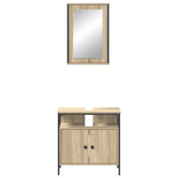 Produktbild för Badrumsmöbelset med hylla med dörr 2 pcs Brun Konstruerat trä