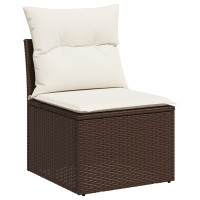 Produktbild för Trädgårdsoffset med kudde 8 pcs Brun Poly rattan