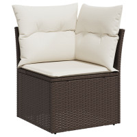 Produktbild för Trädgårdsoffset med kudde 8 pcs Brun Poly rattan