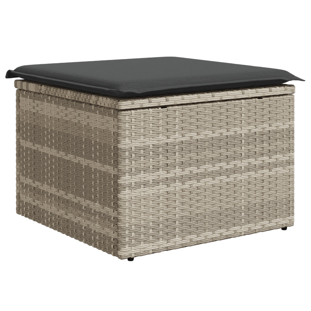 Produktbild för Trädgårdsoffset med kudde 9 pcs Ljusgrå Poly rattan