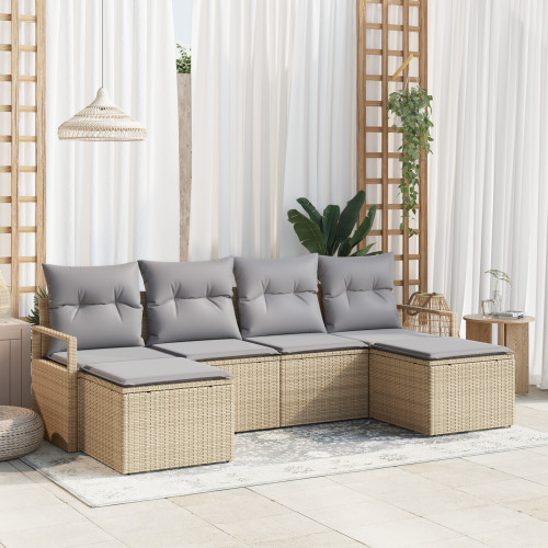 vidaXL Soffset 6 pcs Beige konstrotting