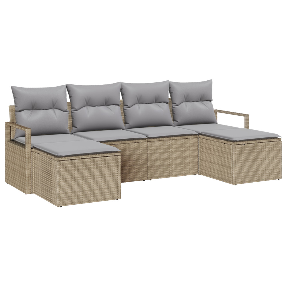 Produktbild för Soffset 6 pcs Beige konstrotting