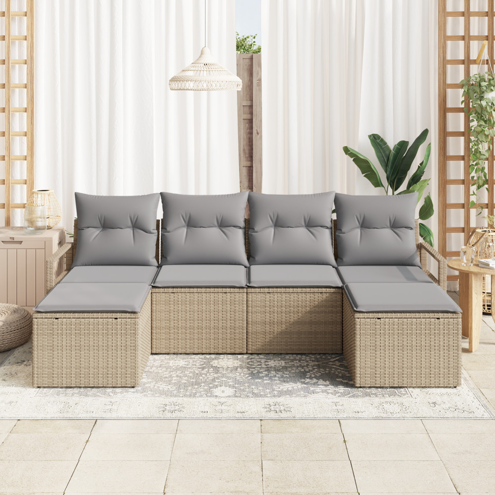 Produktbild för Soffset 6 pcs Beige konstrotting