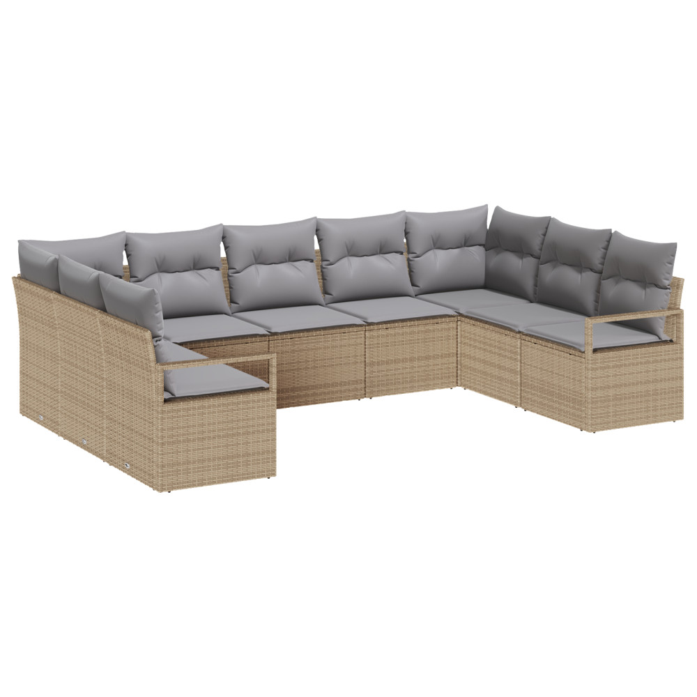 Produktbild för Soffset med kudde 9 pcs Beige konstrotting