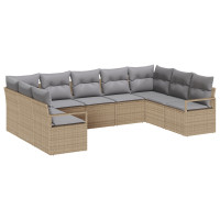 Produktbild för Soffset med kudde 9 pcs Beige konstrotting