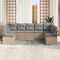Produktbild för Soffset med kudde 9 pcs Beige konstrotting