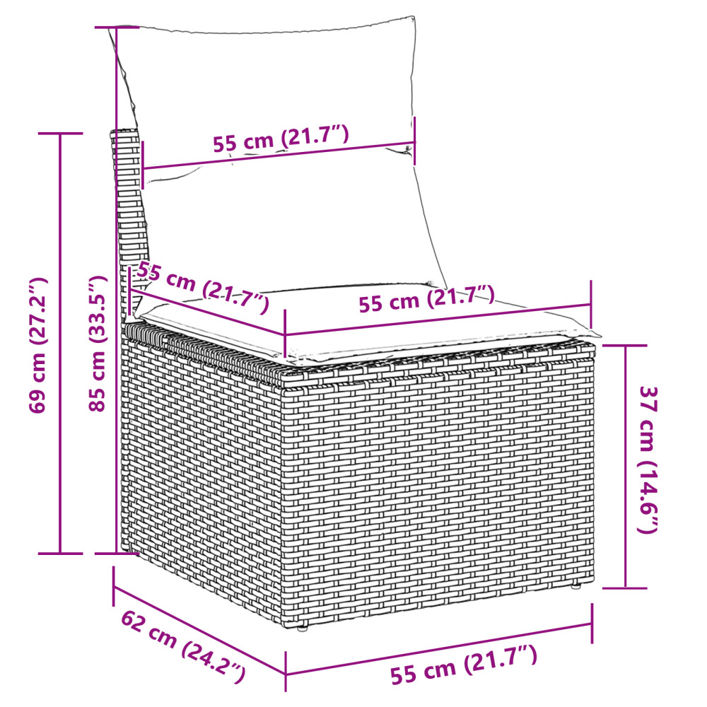 Produktbild för Soffset med kudde 4 pcs Beige konstrotting