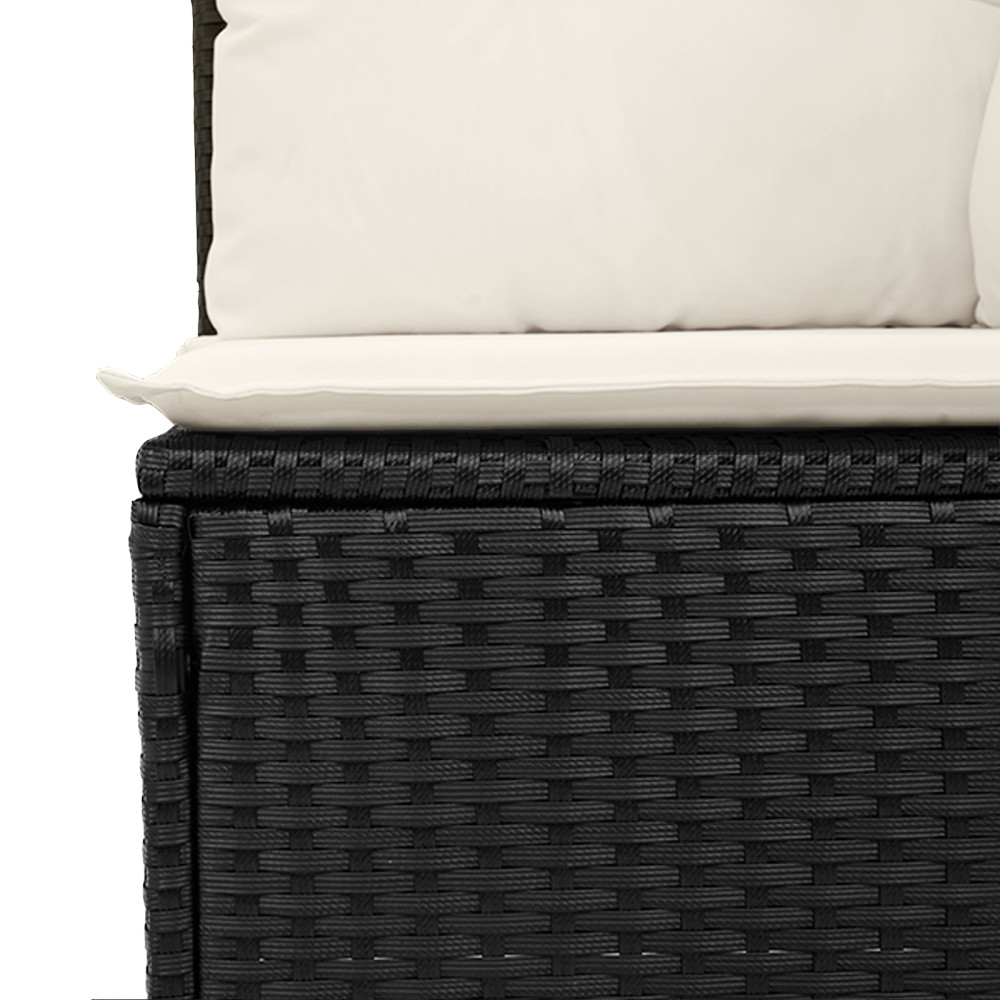 Produktbild för Trädgårdsoffset med kudde 6 pcs Svart och kräm konstrotting
