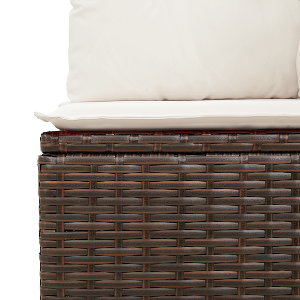 Produktbild för Utomhussoffgrupp med kudde 6 pcs Brun Poly rattan