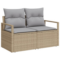Produktbild för Trädgårdsoffset med kudde 6 pcs beige och ljusgrå konstrotting