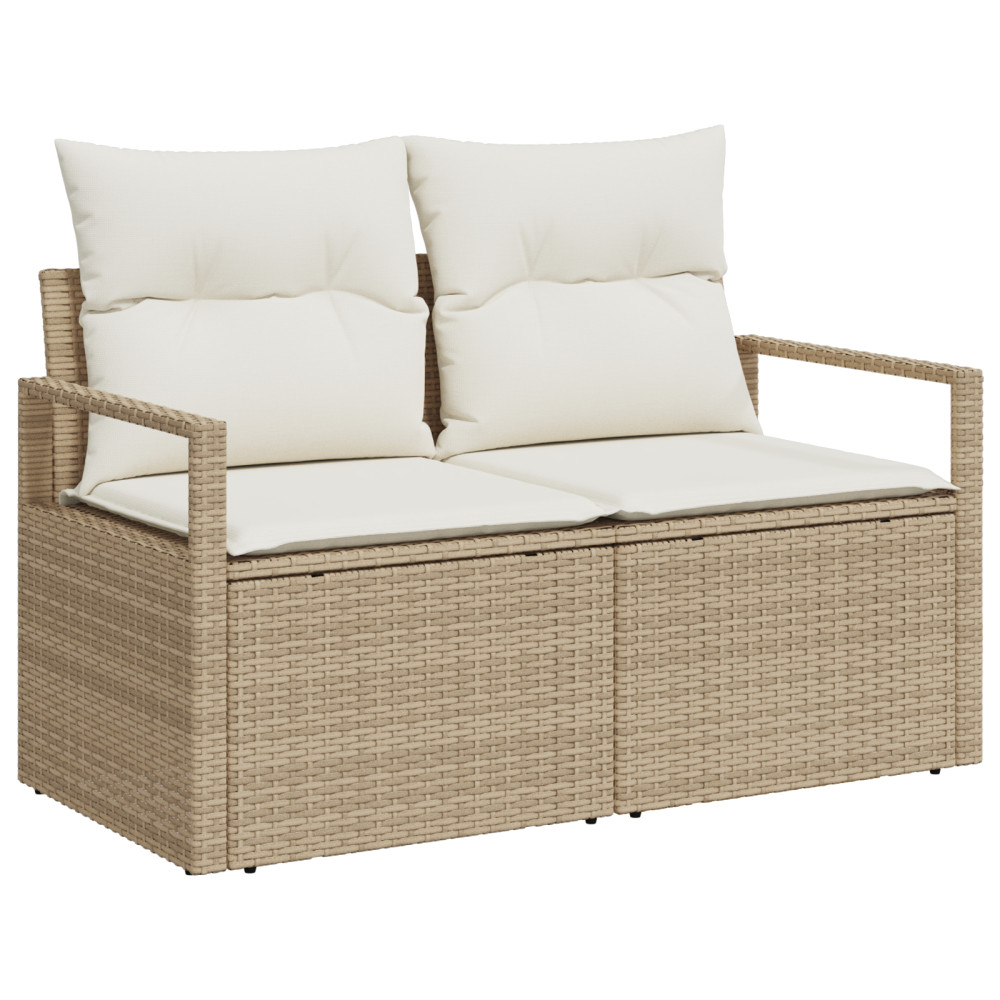 Produktbild för Trädgårdsoffset med kudde 9 pcs Beige och gräddfärgad