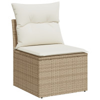 Produktbild för Trädgårdsoffset med kudde 9 pcs Beige och gräddfärgad